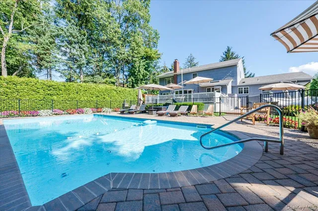 an outdoor space with seating