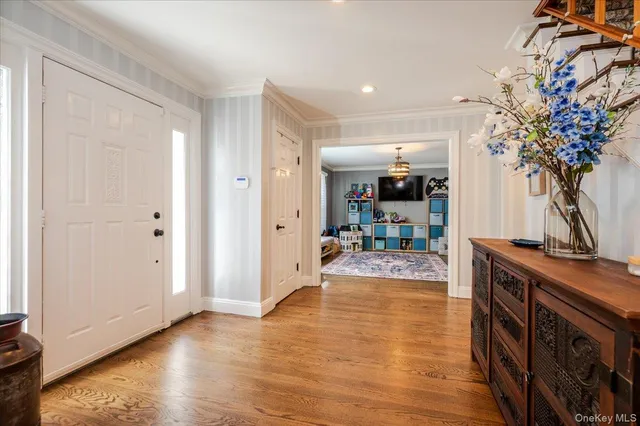 a view of a living room and dining room