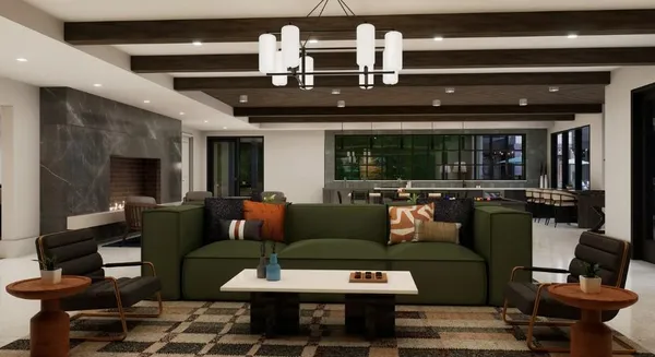 a kitchen with a table and chairs in it