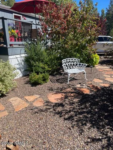 a view of a yard with a tree