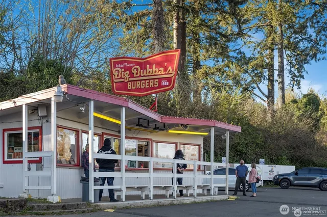 a view of a park with slide