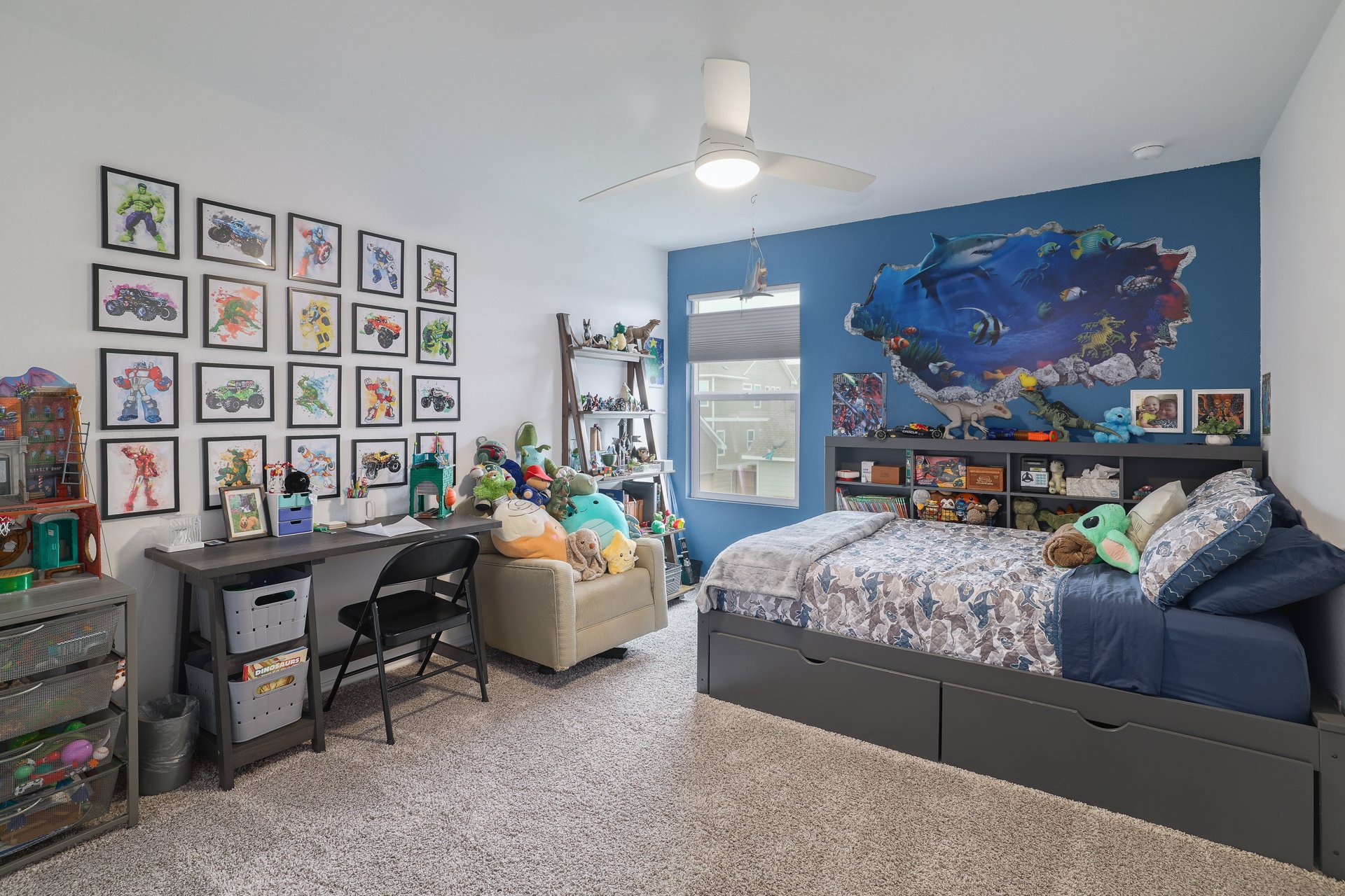 411 Jack Ryan Kyle, TX 78640 - Photo 20 of 30 a bedroom with bed and a large window
