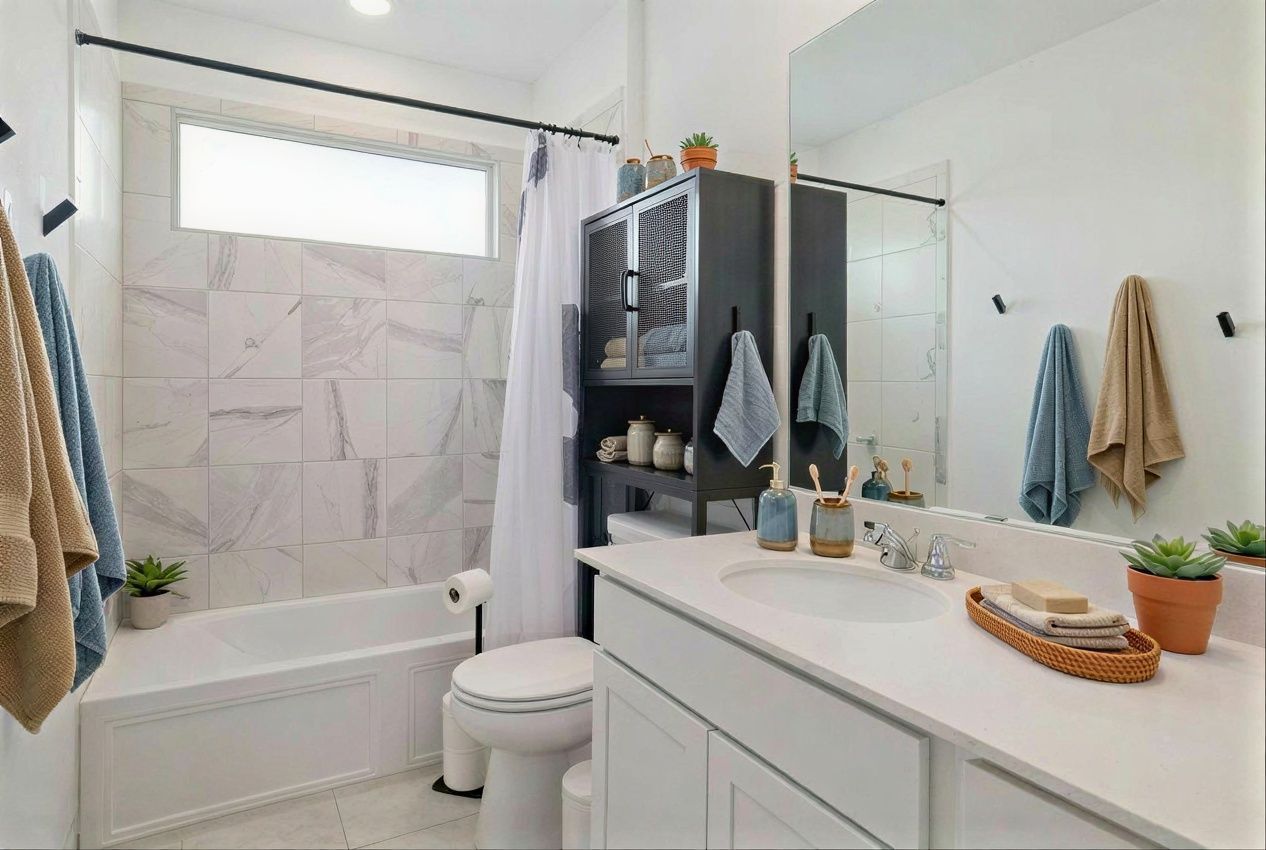 411 Jack Ryan Kyle, TX 78640 - Photo 21 of 30 a bathroom with a sink a toilet and a bathtub