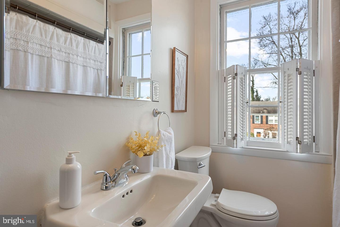 183 Stanmore Road Baltimore, MD 21212 - Photo 20 of 32 a bathroom with a sink a toilet and a mirror