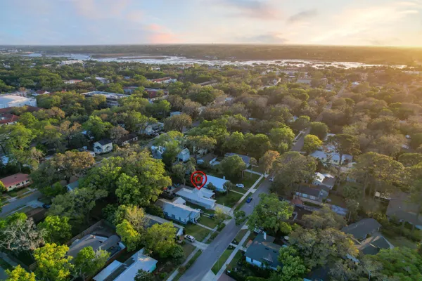 an aerial view of multiple house