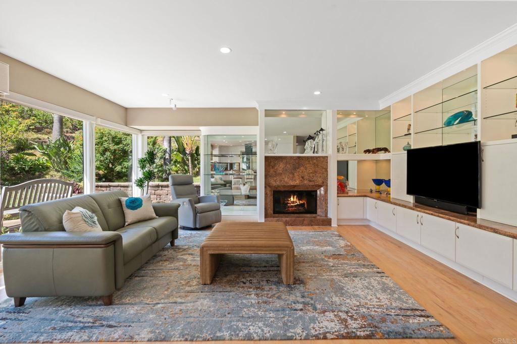 1229 Caminito Graciela Encinitas, CA 92024 - Photo 14 of 34 a living room with furniture a flat screen tv and a fireplace