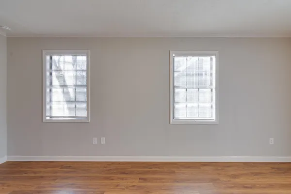 a room with a small window