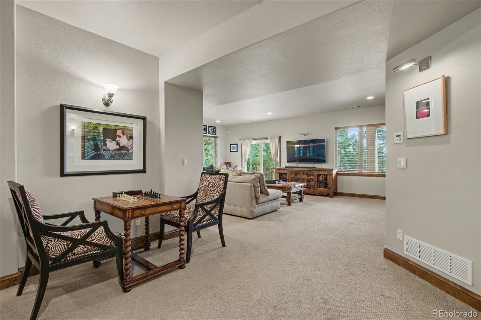 870 Mont Blanc View Colorado Springs, CO 80906 - Photo 23 of 42 a view of a livingroom with furniture and a flat screen tv