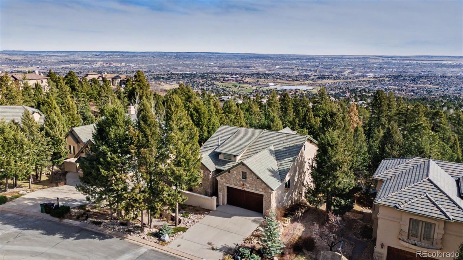 870 Mont Blanc View Colorado Springs, CO 80906 - Photo 36 of 42 an aerial view of a house with a lake view