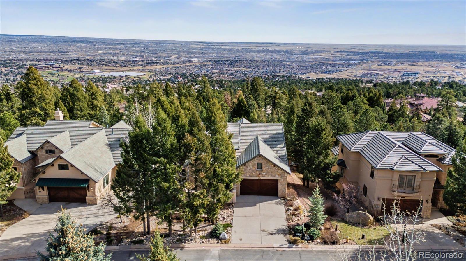 870 Mont Blanc View Colorado Springs, CO 80906 - Photo 37 of 42 an aerial view of a house with a yard