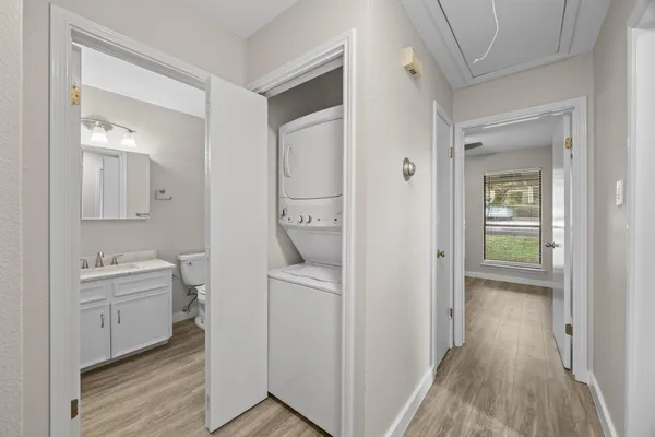 a room with a washer and dryer