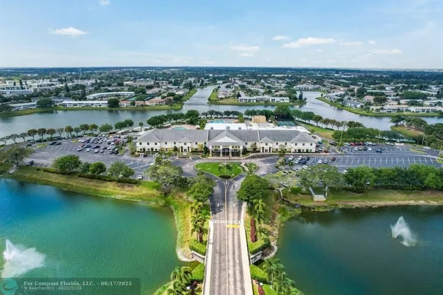 a view of a lake with a city