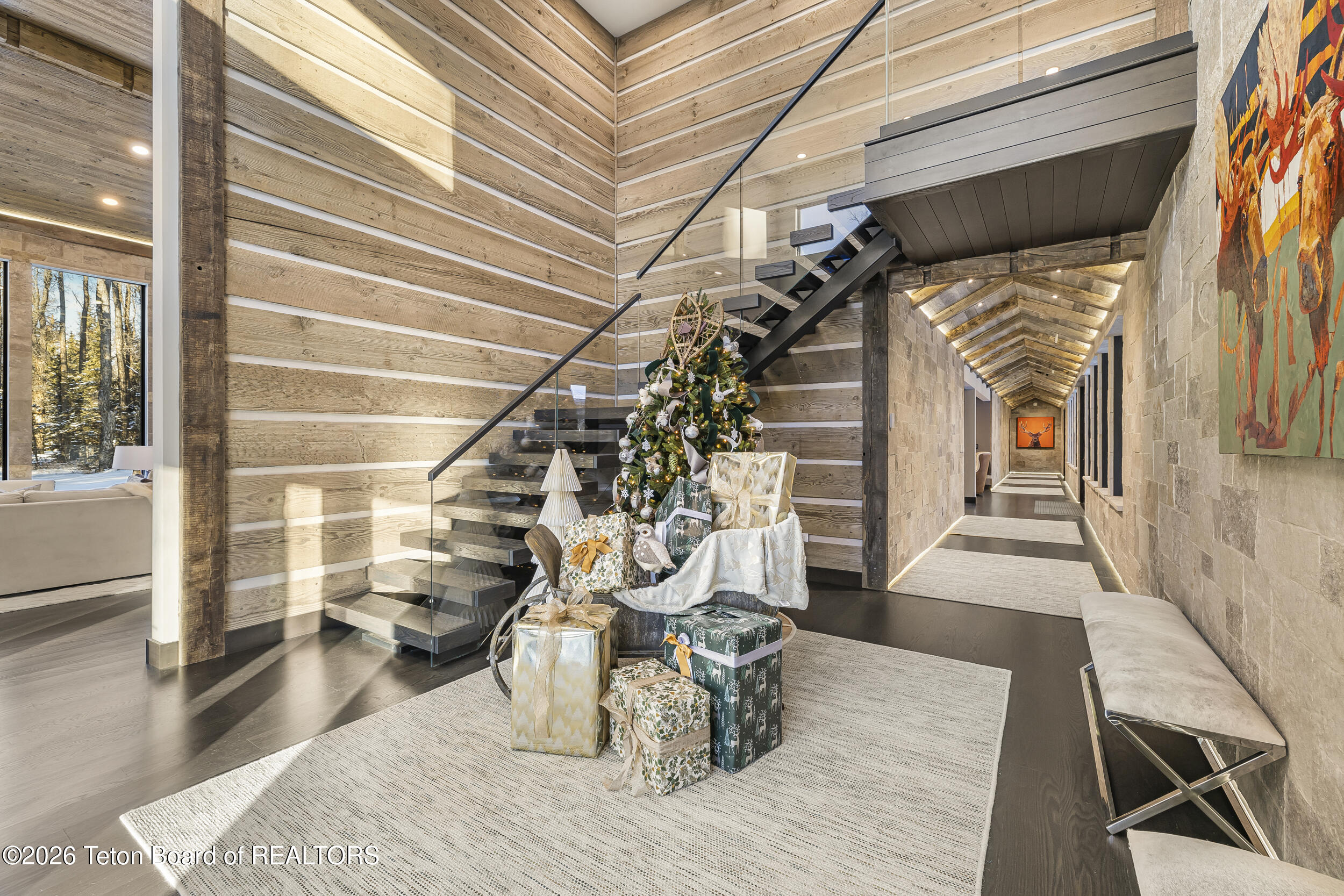 8910 Porter Loop Road Jackson, WY 83001 - Photo 9 of 79 Floating Staircase Holiday View