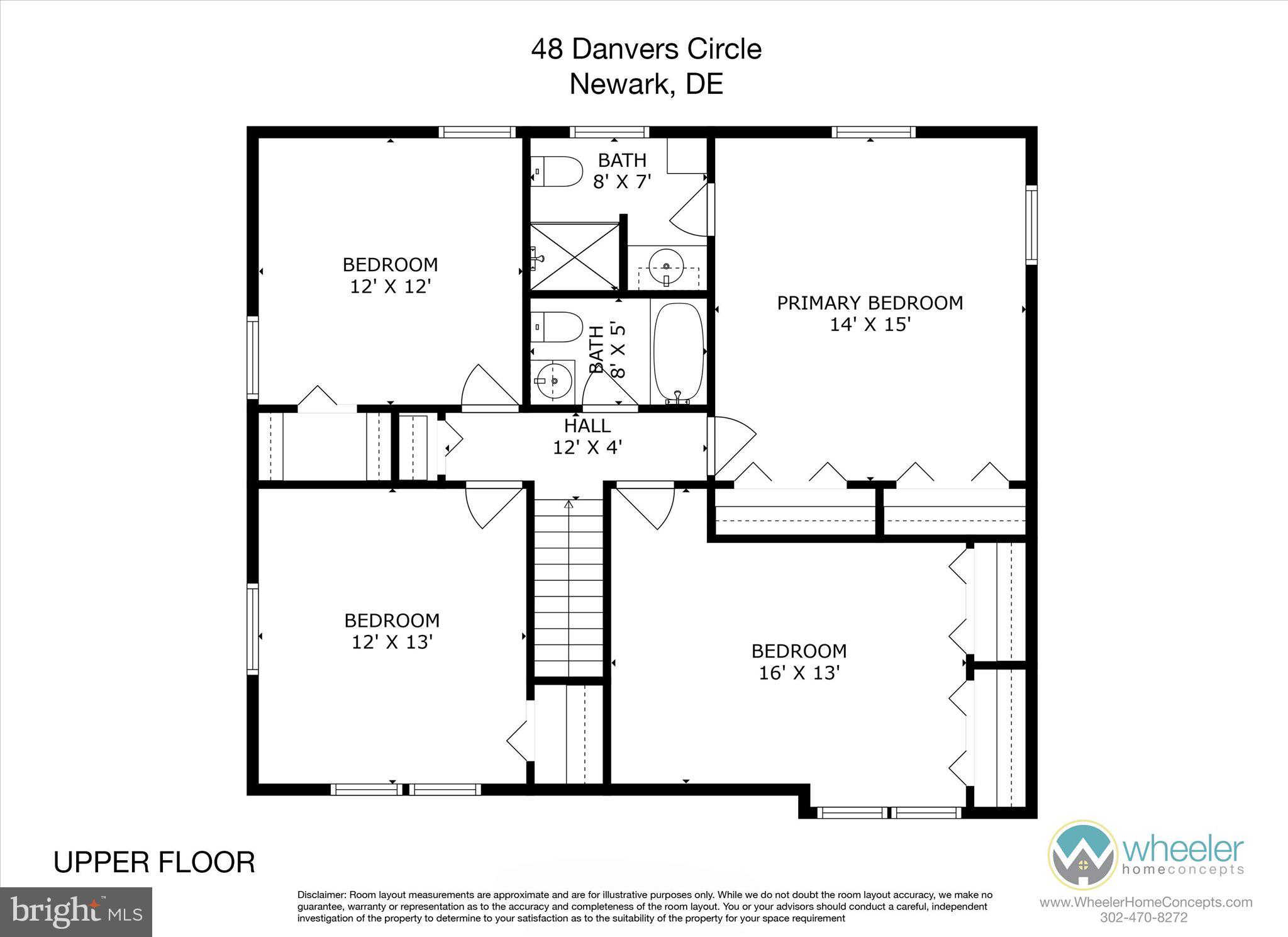 48 Danvers Circle Newark, DE 19702 - Photo 21 of 36 Upper Level Floor Plan