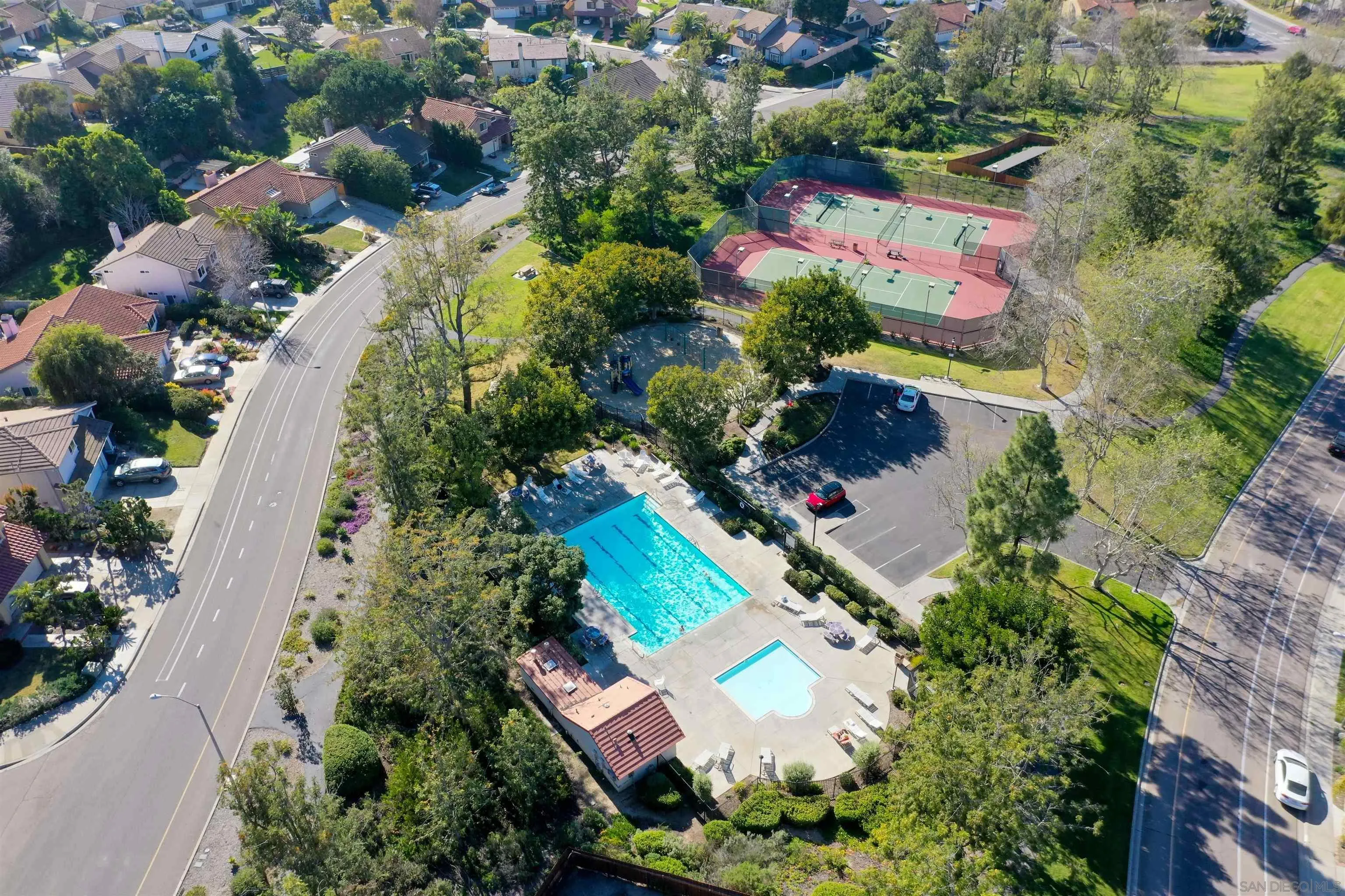 2102 Wandering Road Encinitas, CA 92024 - Photo 33 of 37 an aerial view of residential house with outdoor space and swimming pool