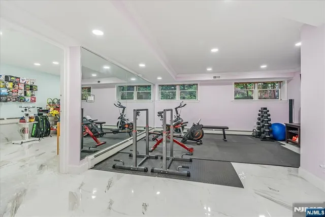a view of a room with gym equipment
