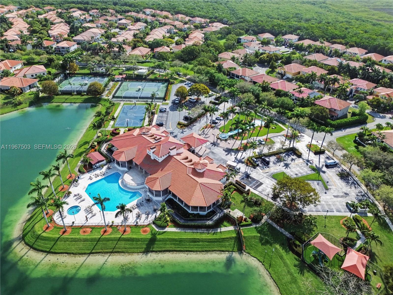 7733 Southwest 193rd Street Cutler Bay, FL 33157 - Photo 35 of 36 an aerial view of residential houses with outdoor space and lake view