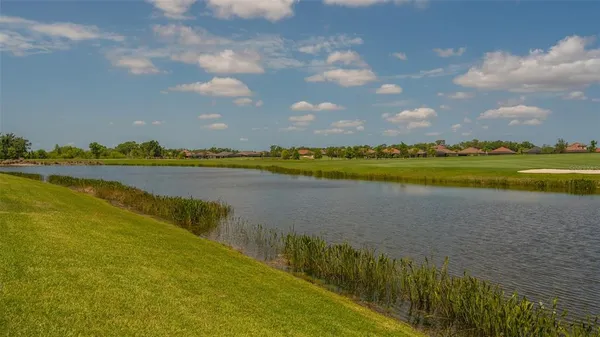 a view of a swimming pool with a yard