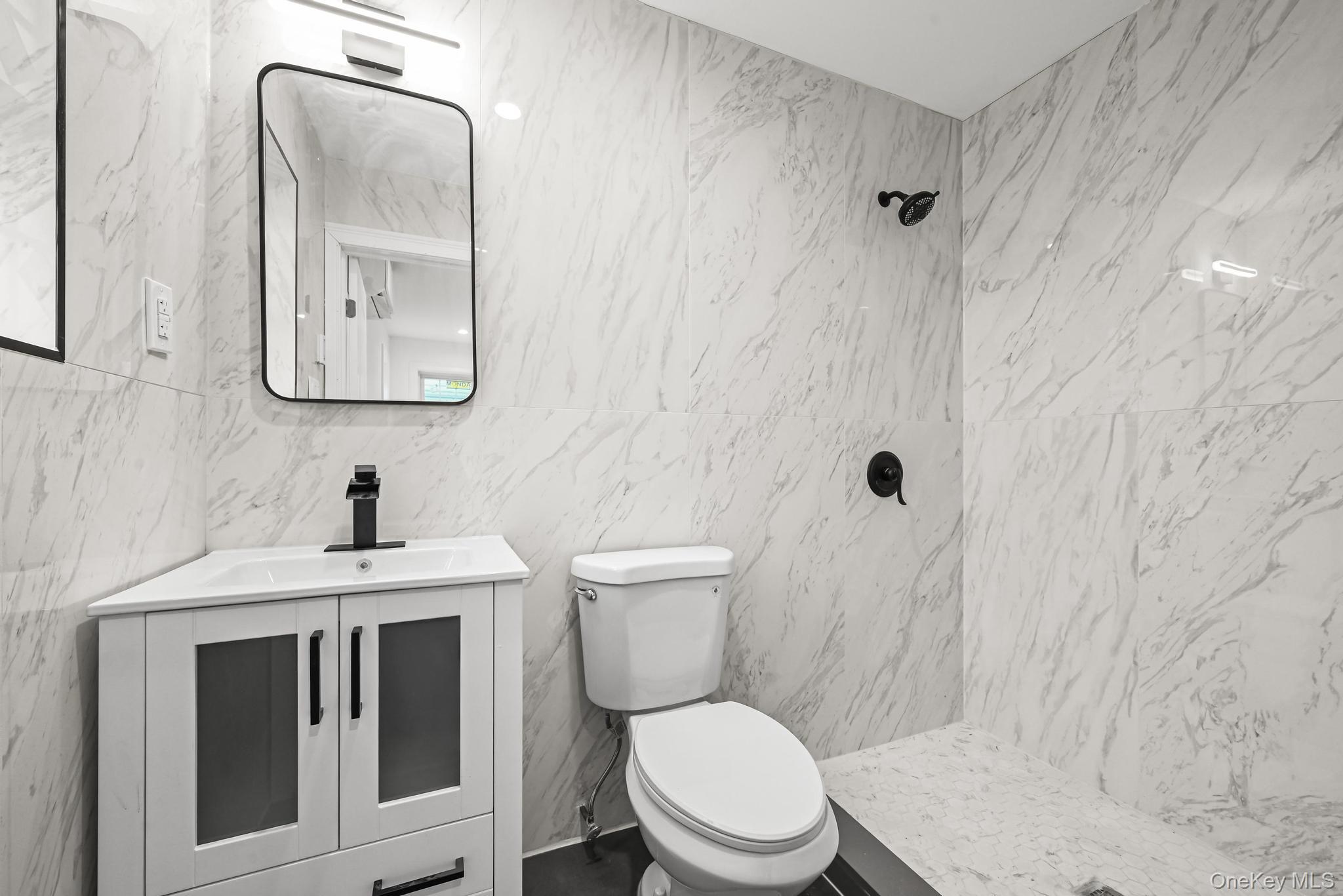 160-15 118th Road Queens, NY 11434 - Photo 13 of 23 a bathroom with a granite countertop toilet sink and mirror
