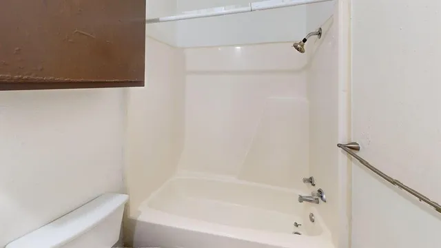 a bathroom with a bathtub
