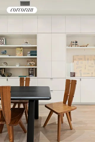 a room with a bed and a table