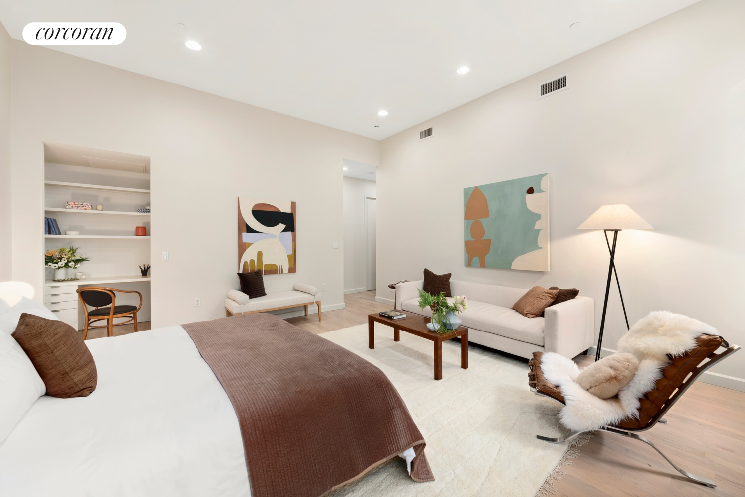 73 Worth Street, Unit 3A Manhattan, NY 10013 - Photo 12 of 18 a bedroom with a bed and lamp