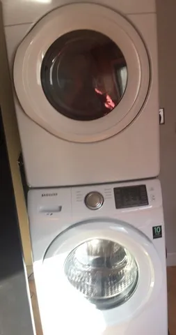 a utility room with a washer and dryer
