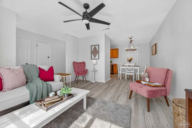 a living room with furniture