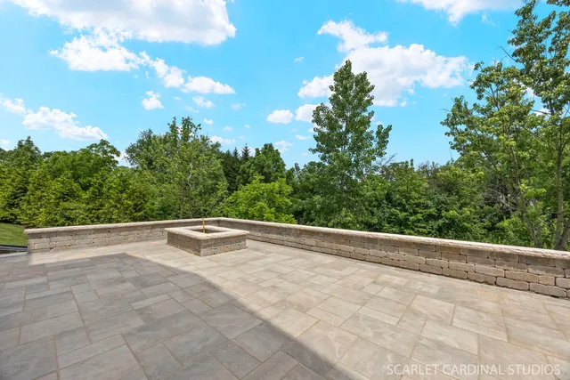 a view of an outdoor space with a swimming pool