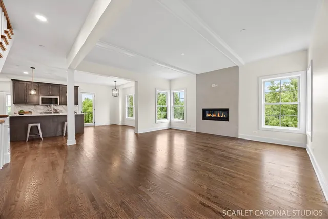 a view of a kitchen with furniture and a window
