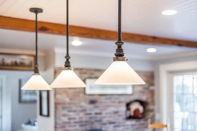 a view of a room with windows