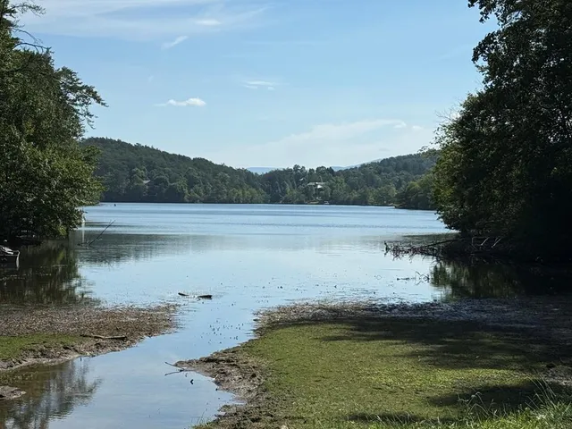 a view of lake with mountain