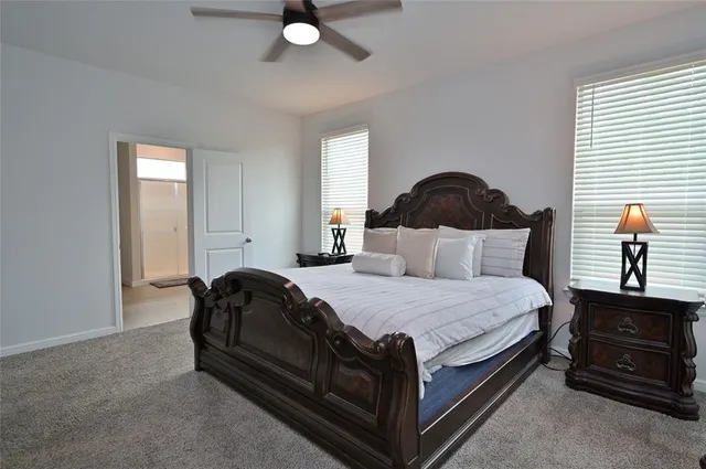 a bedroom with bed and a closet