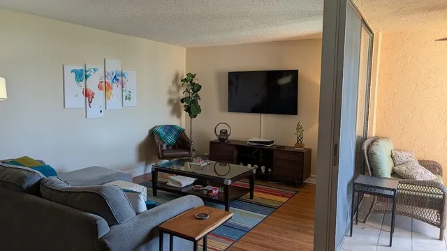 a living room with furniture