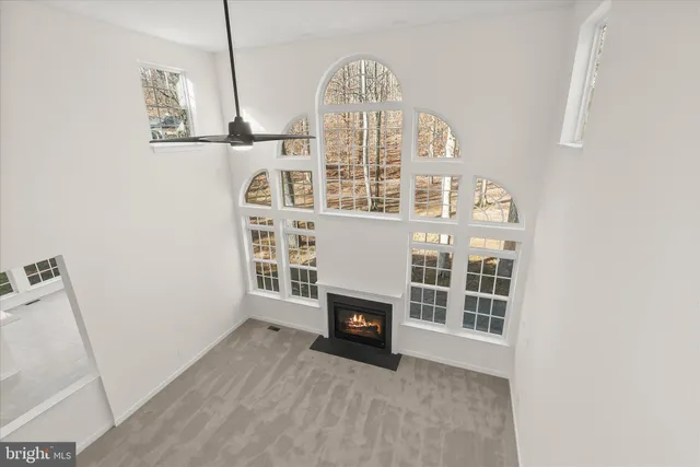 a view of a fireplace in a room