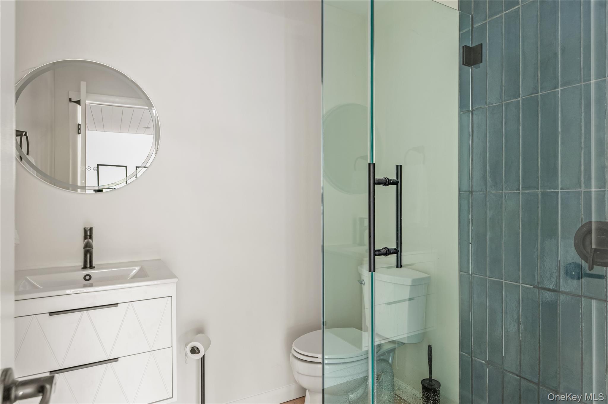 108 Ocean Road Ocean Beach, NY 11770 - Photo 7 of 23 a bathroom with a toilet a sink and mirror