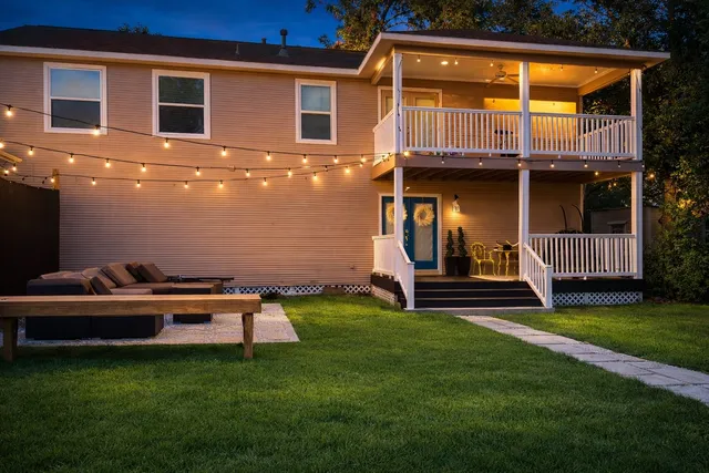 a house view with a garden space