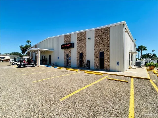 a view of a building with a patio