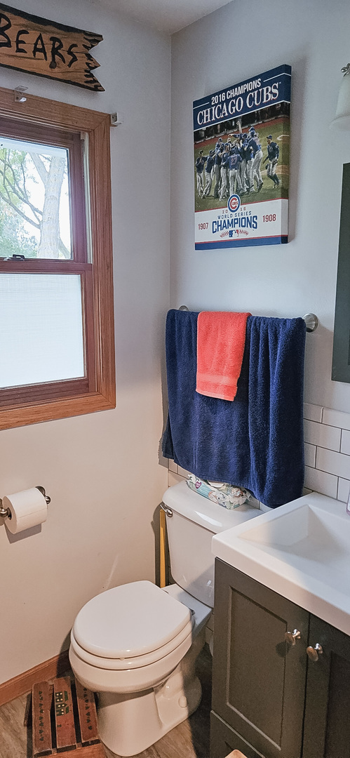 1808 May Drive Johnsburg, IL 60051 - Photo 10 of 32 a bathroom with a toilet a sink and mirror