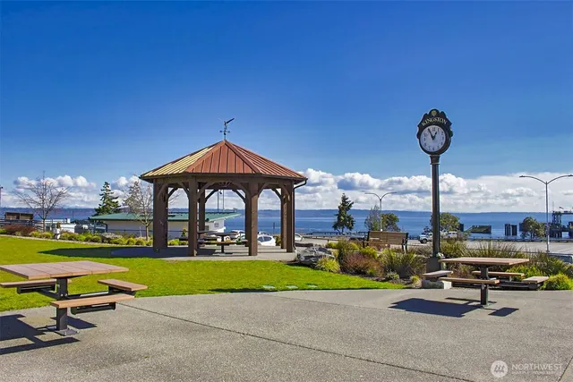 a view of a park with slide
