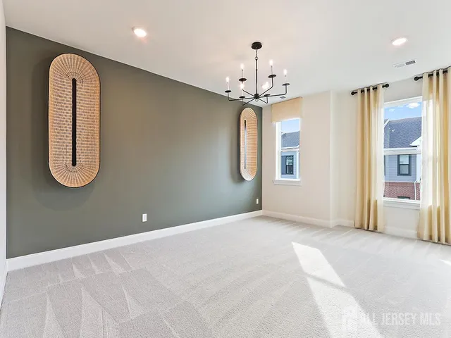 a view of a livingroom with a chandelier