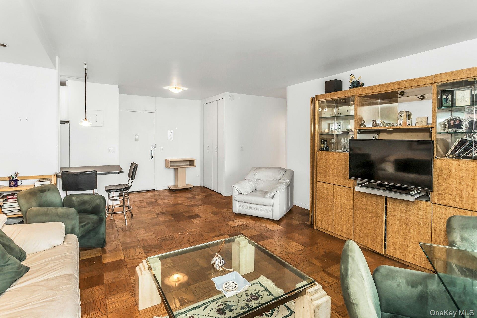 269 Grand Central Parkway, Unit 27T Queens, NY 11005 - Photo 6 of 43 a living room with furniture and a flat screen tv