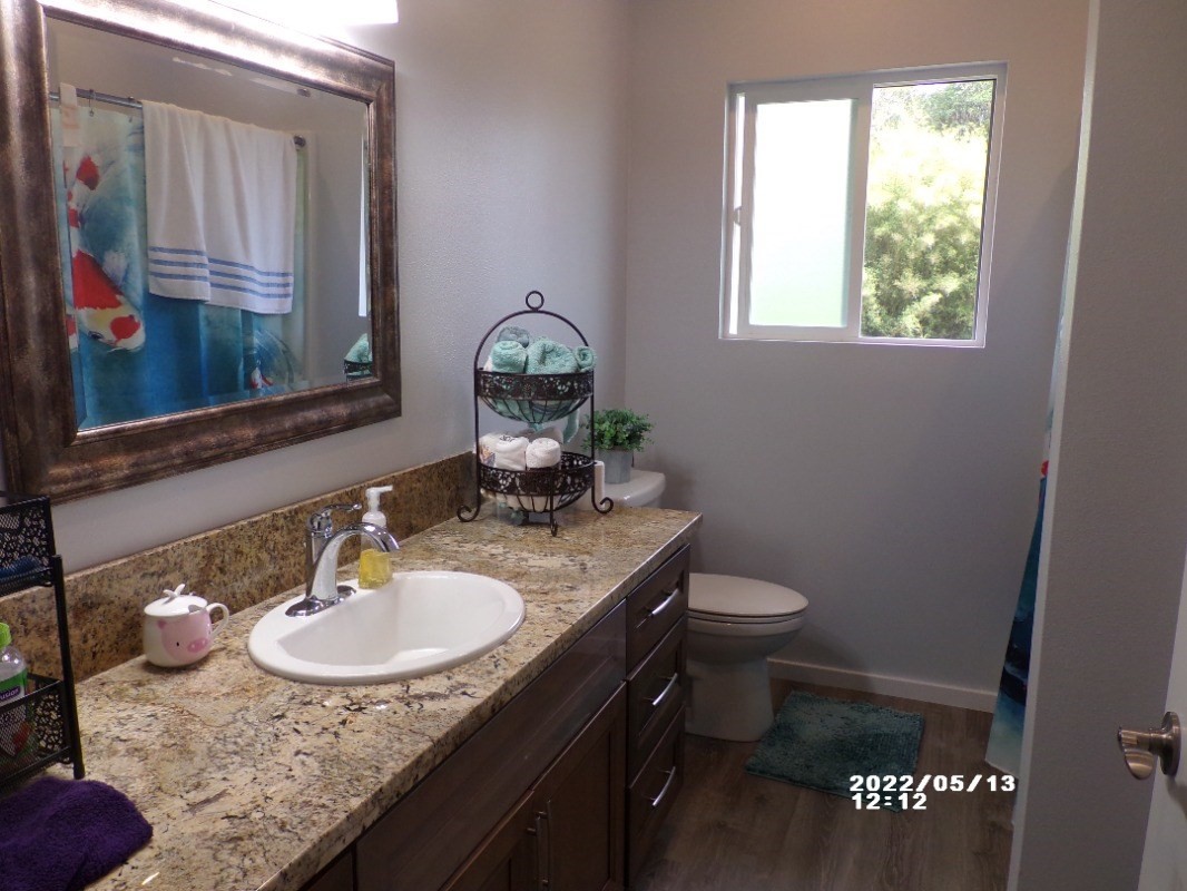 18-4177 North Peck Road Mountain View, HI 96771 - Photo 18 of 24 a bathroom with a sink toilet and a mirror