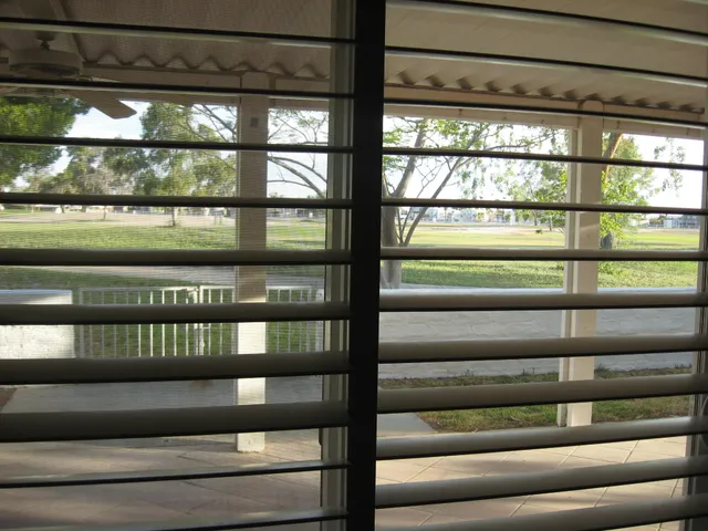 a view of a building from a window