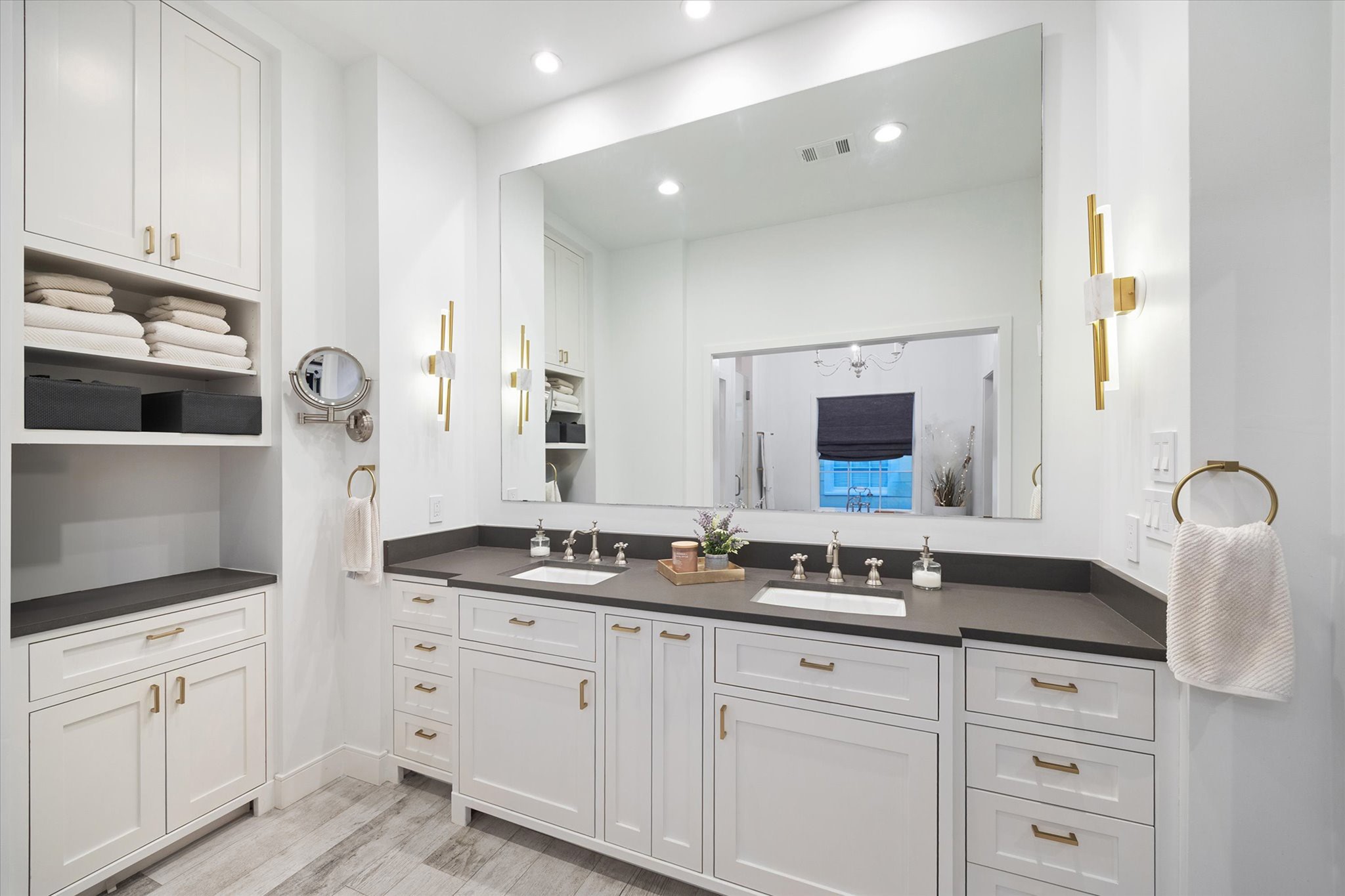 2114 Wroxton Road Houston, TX 77005 - Photo 29 of 48 a spacious bathroom with double sink and a mirror