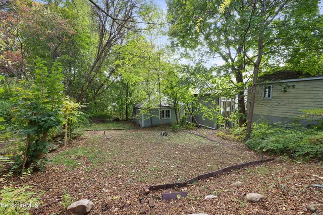 a backyard of a house with lots of green space