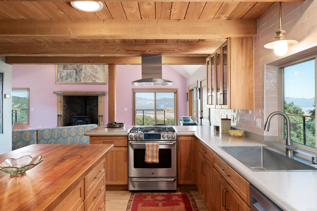 25770 East Grade Road Santa Ysabel, CA 92070 - Photo 19 of 75 a kitchen with stainless steel appliances a stove a sink and a microwave