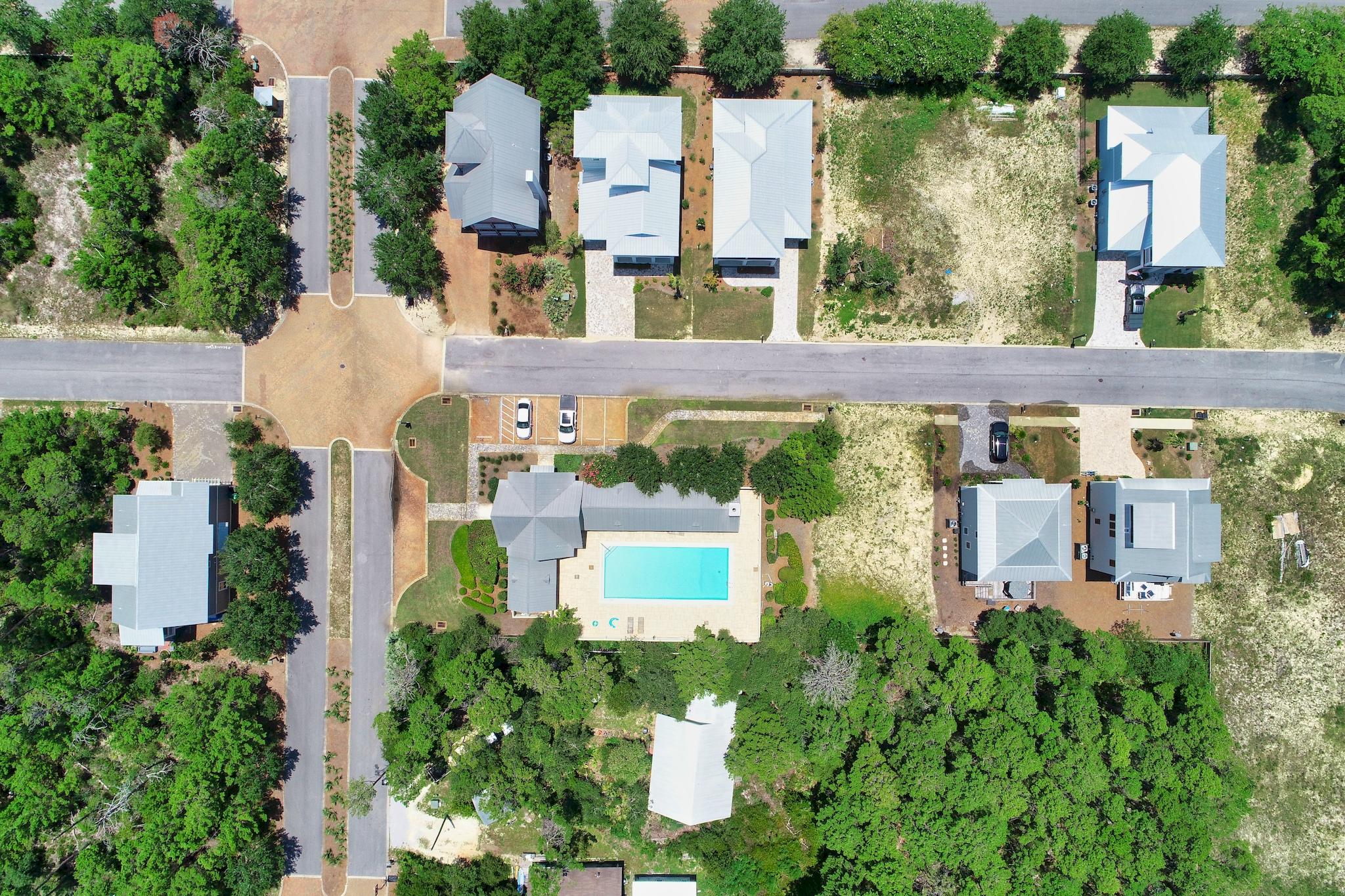 Lot 45 West Willow Mist Rd Inlet Beach Inlet Beach, FL 32461 - Photo 15 of 18 an aerial view of a house with outdoor space and a lake view