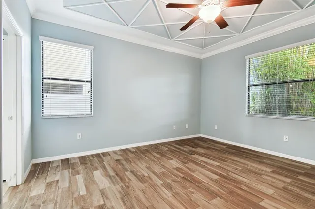 an empty room with windows