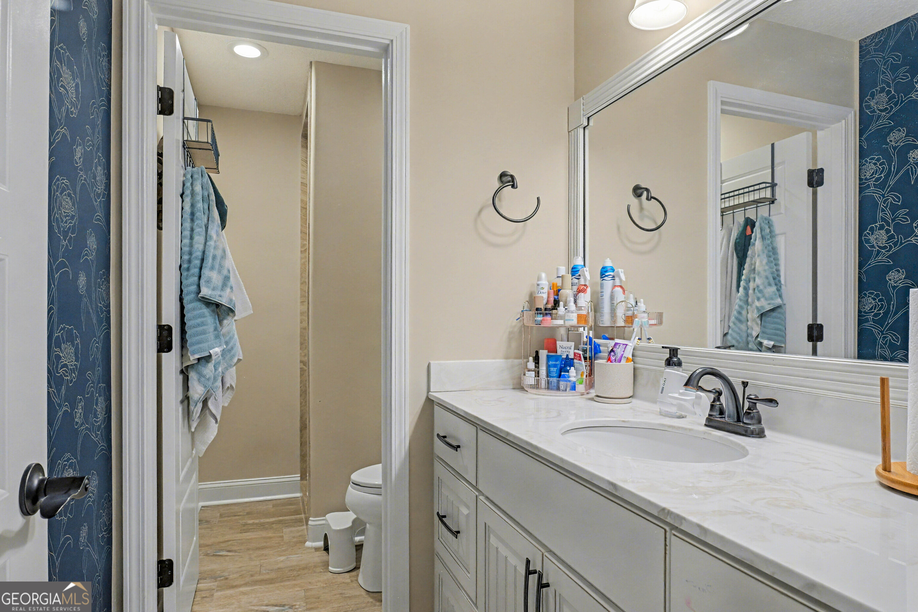 102 Thomas Court Kingsland, GA 31548 - Photo 37 of 59 a bathroom with a sink vanity mirror and toilet